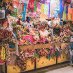 Vibrant handicrafts display at a bustling market stall in Guanajuato, Mexico.