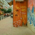 Vibrant street scene in İstanbul featuring colorful graffiti and lively city atmosphere.