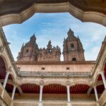 Beautiful architectural view from inside Clerecía Church in Salamanca, Spain.