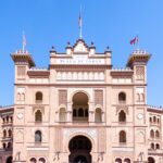 Front view of the iconic Plaza de Toros de Las Ventas, a landmark in Madrid, Spain.